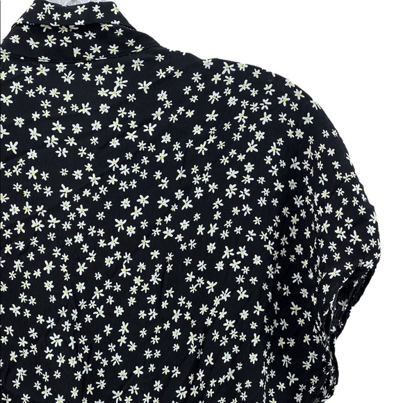 Zara Black Micro Daisy Pattern Romper Jumper Womens SZ Medium Whimsical Ditzy - Picture 7 of 16